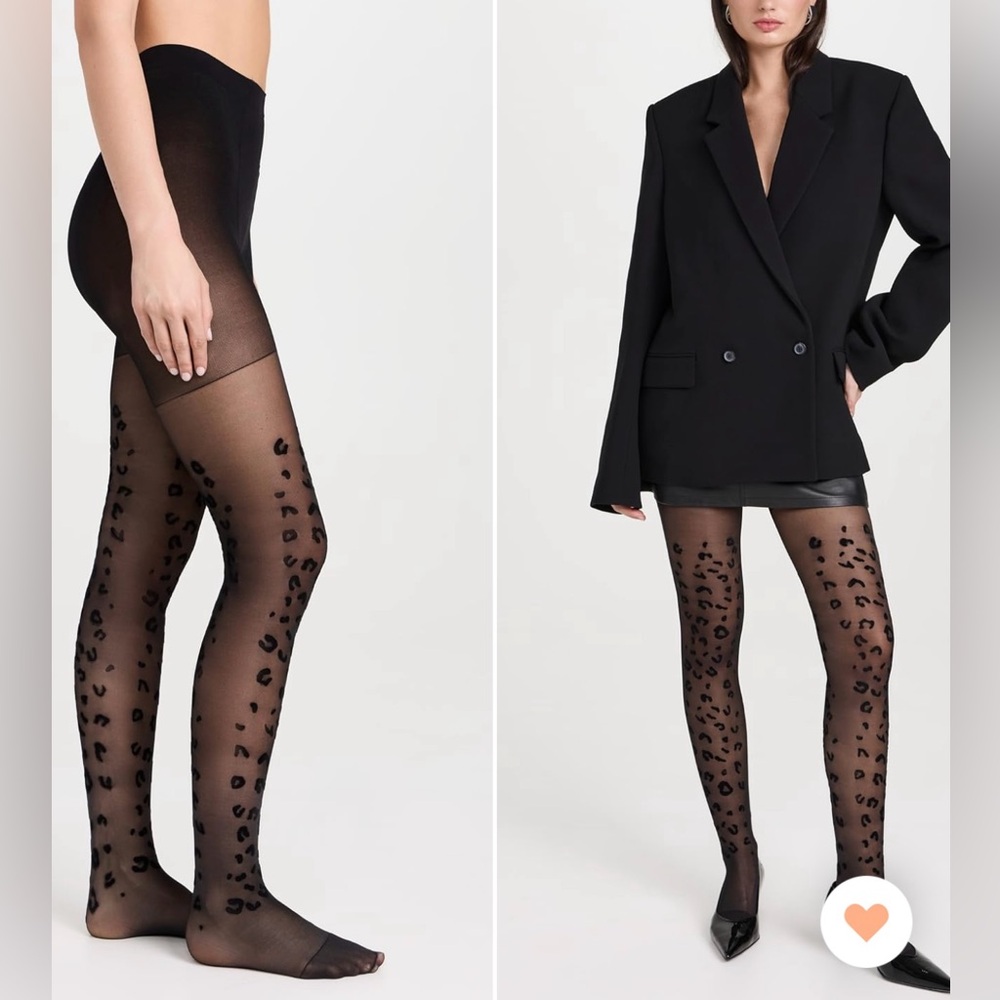 Leopard Print Black Tights